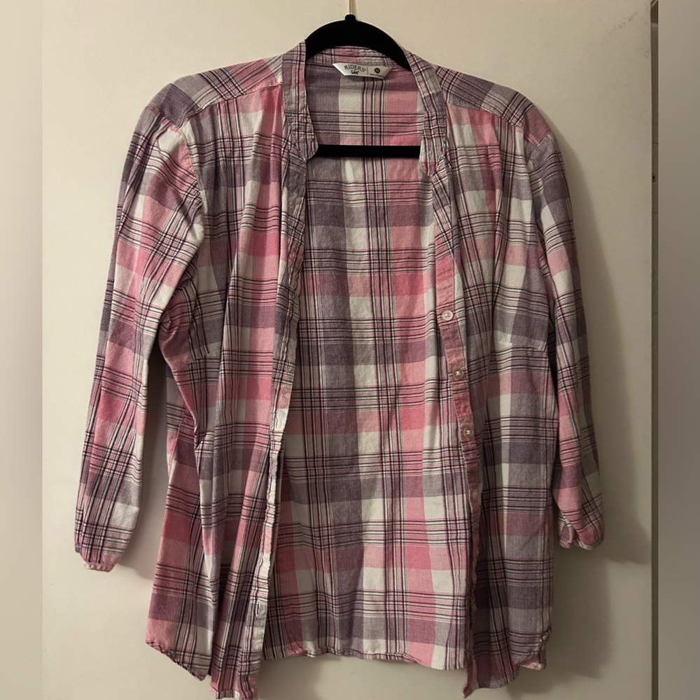 Pink Plaid button down shirt, XL